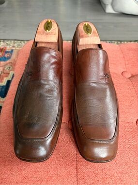 Moreschi Brown Leather Slip-On Loafers